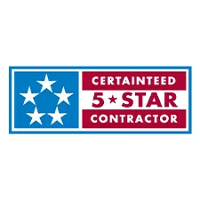 Certainteed Contractor logo with a 5-star rating